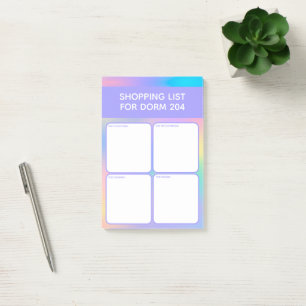 Shoppinglista med 4 kategorier Lila Post-it Block