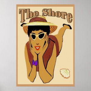 Shore, Dam på Beach Poster