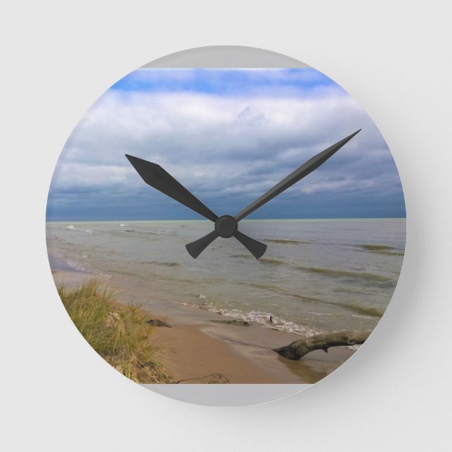 Shore Sjö Michigan, Sheyboygan, WI Rund Klocka (Framsida)