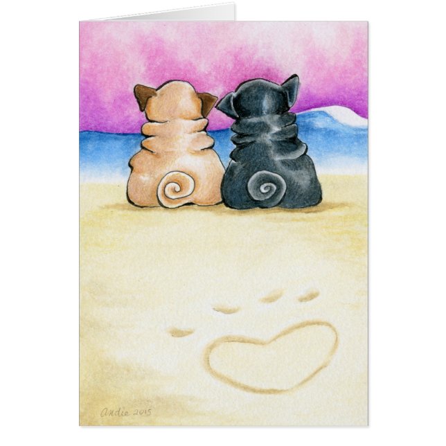 Shore Theyre Kärlek Pugs Hälsningskort (Framsidan)