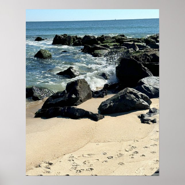 Shoreline med Sten och Vågar Poster (Framsidan)