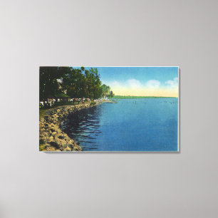 Shoreline, paviljong och simmare canvastryck