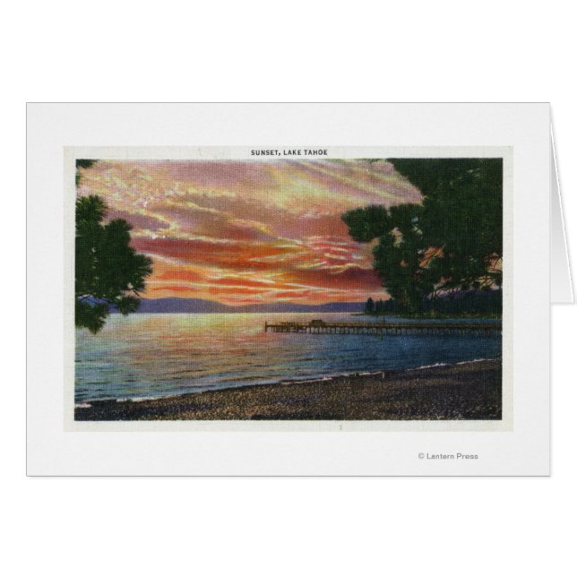 Shoreline Sunset View med Pier Hälsningskort (Framsidan Horizontal)