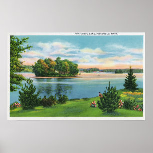 Shoreline View of Pontoosuc Sjö Poster