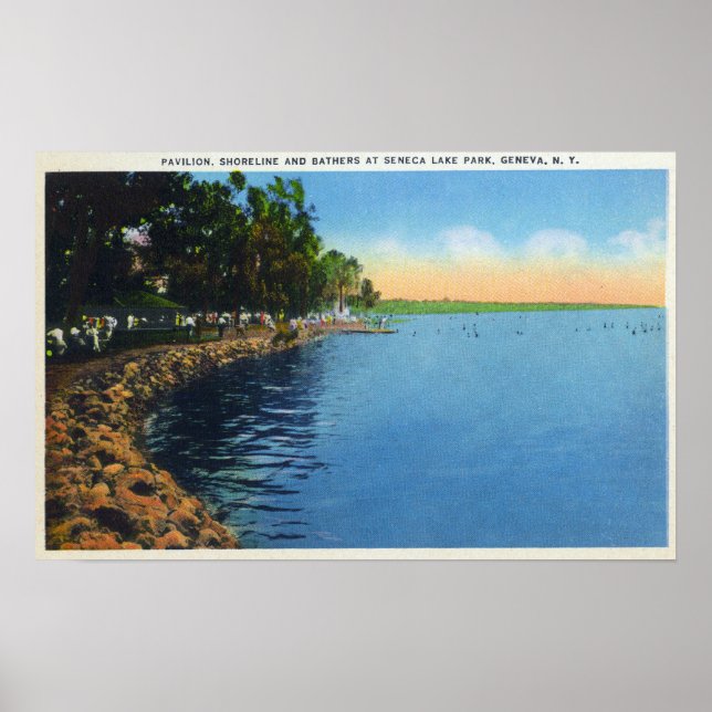 Shoreline View of Seneca Sjö Park Pavilion Poster (Framsidan)