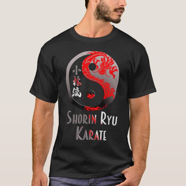 Shorin Ryu Karate Red Dragon - Martial Arts Design T Shirt (Framsida)