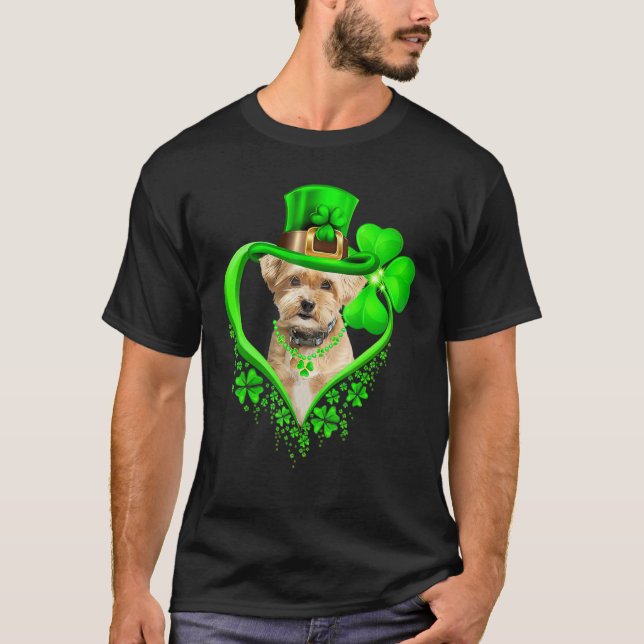 Shorkie Dog St Patricks Day Lover Irish Shamrock T Shirt (Framsida)