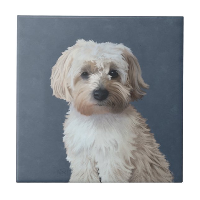 Shorkie hund pet porträtt kakelplatta (Framsidan)