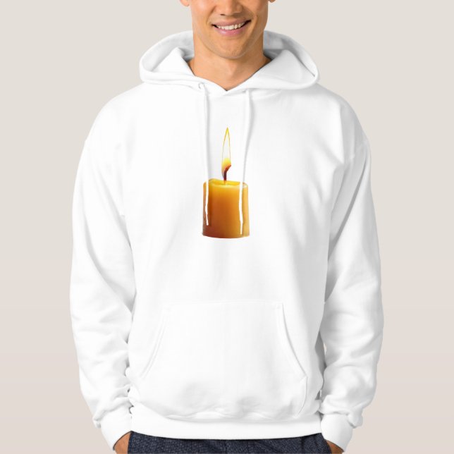 Short cylindrical candle lit with a bright flame hoodie (Framsida)
