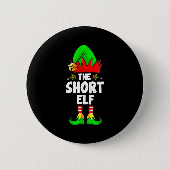 Short Elf Family Matching Group Christmas Pajamas  Knapp (Framsida)