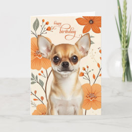 Short Haired Chihuaua Dog Bold Retro Birthday Kort