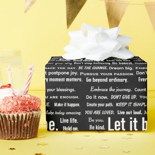 Short Inspirational Quotes On Black Presentpapper (Födelsedagsfest)