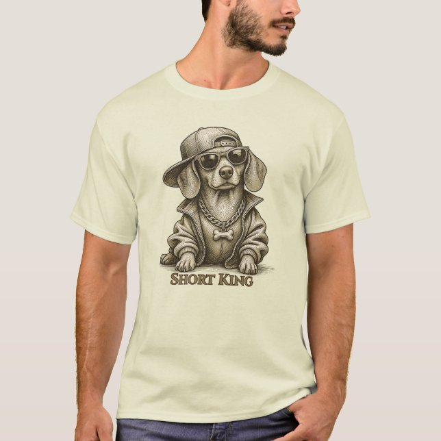 Short King – Dachshund image. T Shirt (Framsida)