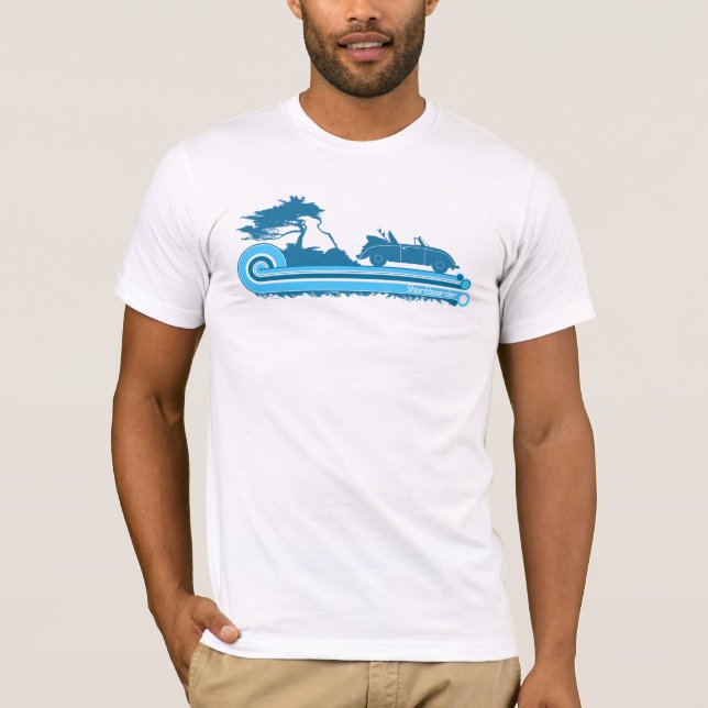"Shortboarder" Retro surfaT-tröja i kricka & Aqua T-shirt (Framsida)