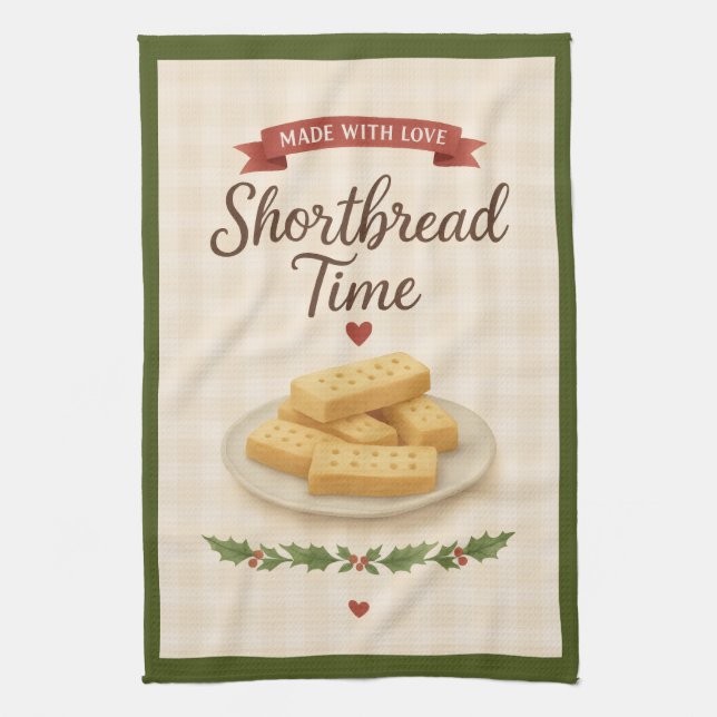 Shortbread Time Christmas Tea Towel — Deep Green Kökshandduk (Vertikal)