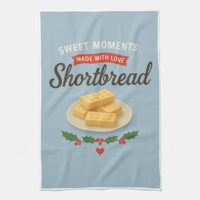 Shortbread Time Christmas Tea Towel — Powder Blue Kökshandduk (Vertikal)