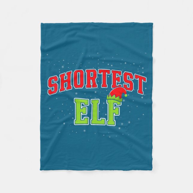 Shortest Elf Christmas Family Matching Group Xmas  Fleecefilt (Framsidan)