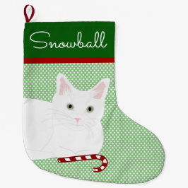 Shorthair White Cat-julklapp Stor Julstrumpa