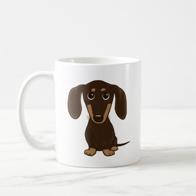 Shorthar Chocolate Dachshund | Cute Wiener Hund Kaffemugg (Vänster)