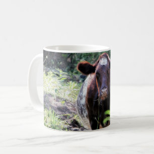 Shorthornmejeriko som kyler i strömmamuggen kaffemugg