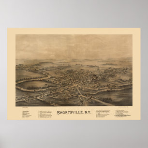 Shorts ville, NY Panoramic Karta - 1892 Poster