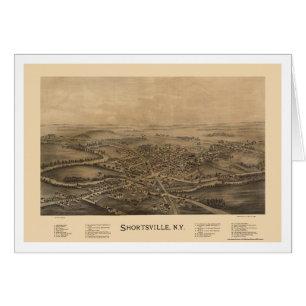 Shortsville panorama- karta för NY - 1892 Hälsningskort