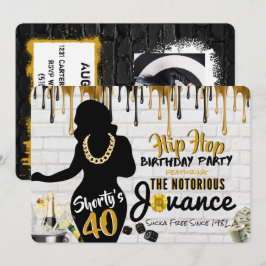 Shorty's 40| 90's Hip hop Birthday Drip Photo Inbjudningar