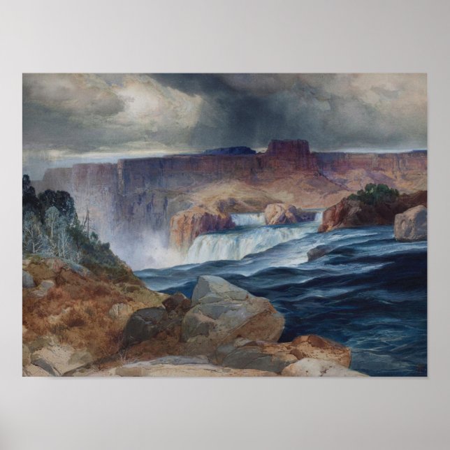 Shoshone Falls, Idaho av Thomas Moran Print Poster (Framsidan)