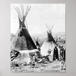 Shoshone indians with tipis poster