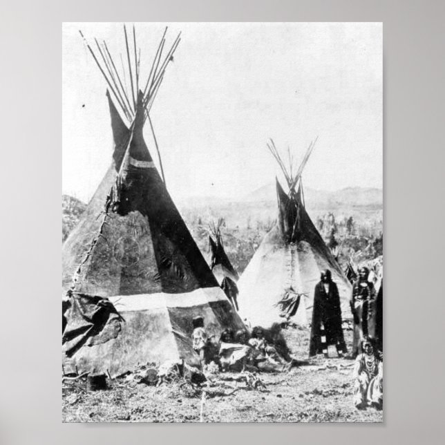 Shoshone indians with tipis poster (Framsidan)