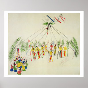 Shoshone Sol Dance (pigment på mulin) Poster
