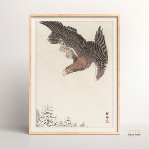 Shoson Ohara Eagle i Snowstorm Japansk fågelart Poster
