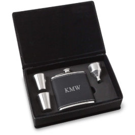 Shot Glass Set & Black Monogram Faux Läderkolv