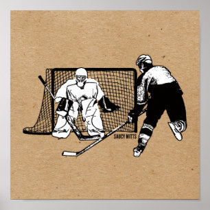 Shot on Net Hockey Player Bläck Sketch Poster