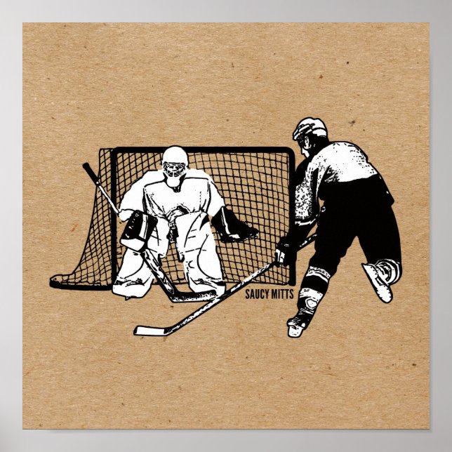 Shot on Net Hockey Player Bläck Sketch Poster (Framsidan)