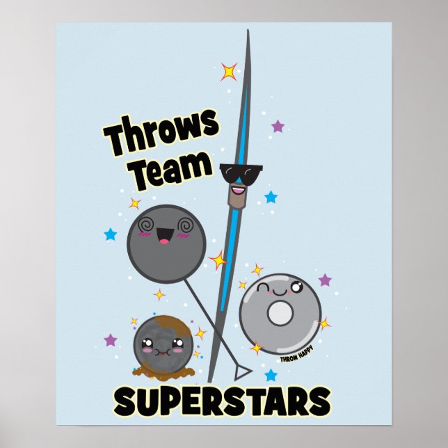 Shot Put Discus Hammer Javelin Throw Poster Gift (Framsidan)
