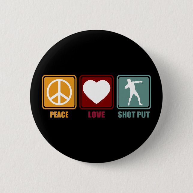 Shot Put Putter Dad Girl Peace Love Design Gift Knapp (Framsida)