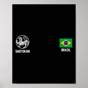 Shotokan Brasilien Karate Brazilian Flagga Dojo Ti Poster
