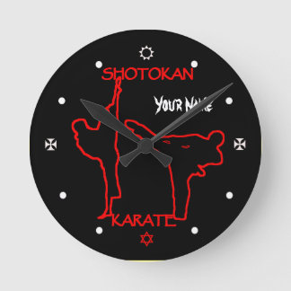 Shotokan Karate Black Bälte Custom Name Watch Rund Klocka