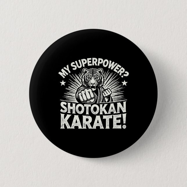 Shotokan Karate Fighter Martial Arts Tiger Funny K Knapp (Framsida)