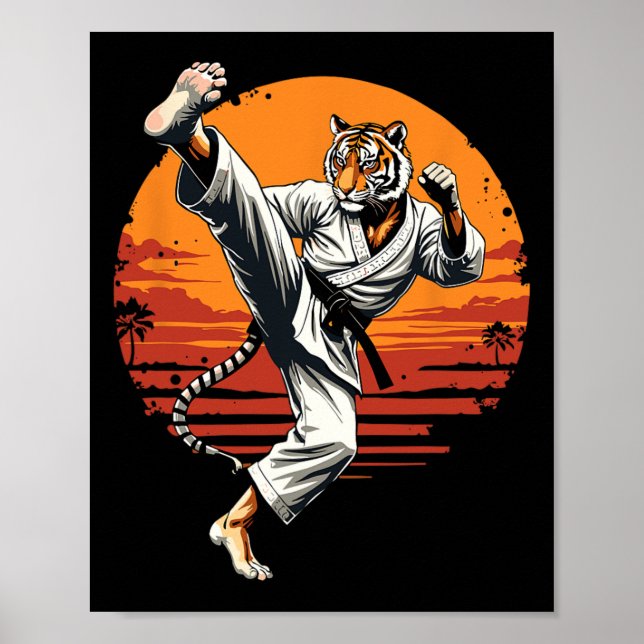Shotokan Karate Fighter Martial Arts Tiger Funny K Poster (Framsidan)