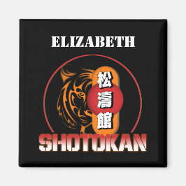 Shotokan Karate Tiger och Japanska Kanji Ditt namn Magnet