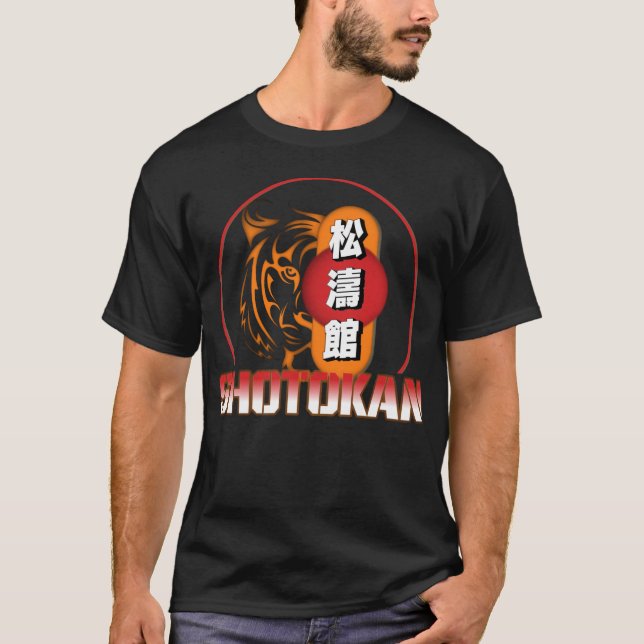 Shotokan Karate Tiger och Japanska Kanji T Shirt (Framsida)