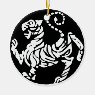 SHOTOKAN TIGER BLACK OCH WHITE JULGRANSPRYDNAD KERAMIK
