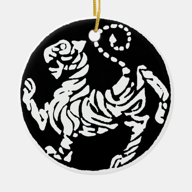 SHOTOKAN TIGER BLACK OCH WHITE JULGRANSPRYDNAD KERAMIK (Framsidan)