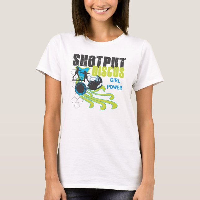 Shotput och diskus - flickan driver hoodien tee shirt (Framsida)