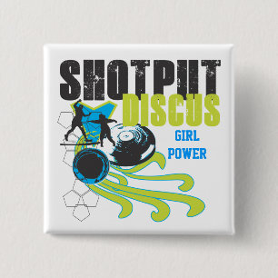 Shotput och diskus - flickan Power knäppas Knapp