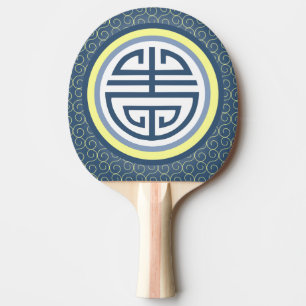 Shou Chinese Longevity Symbol - Blue and Gult Pingisracket