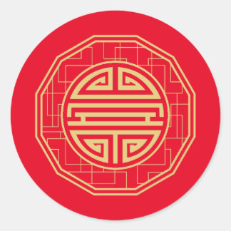 Shou Fem Fladdermus Guld Runt Klistermärke