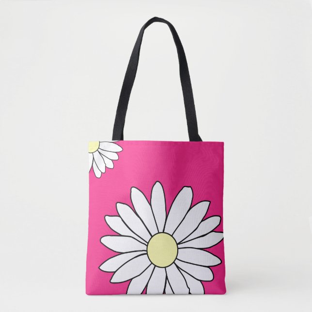 Shoulder Tote Bag - Rosa vid sommarDaisyn Tygkasse (Framsida)